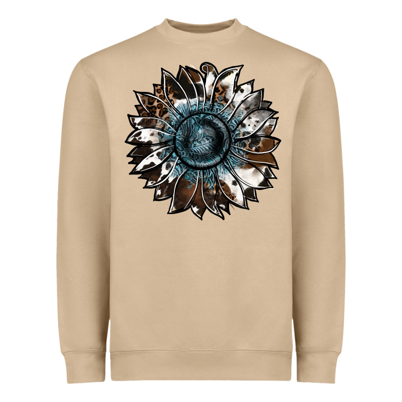 Cowhide Leopard And  Leather Sunflower Heavyweight Sweatshirt by RanaPortraitStore | Teevron