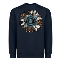 Navy cowhide leopard and  leather sunflower Heavyweight Sweatshirt - RanaPortraitStore