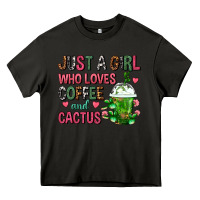 Asphalt Just A Girl Who Loves Coffee And Cactus Frappe Heavy Core Tee - FaDigitalArtStudio
