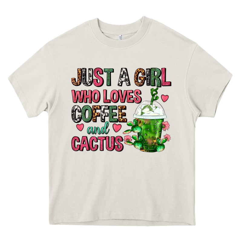 Just A Girl Who Loves Coffee And Cactus Frappe Heavy Core Tee by FaDigitalArtStudio | Teevron