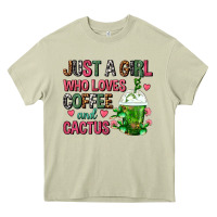 Mossy Just A Girl Who Loves Coffee And Cactus Frappe Heavy Core Tee - FaDigitalArtStudio