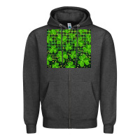 Charcoal Heather shamrock and plaid Zipper Hoodie - RanaPortraitStore