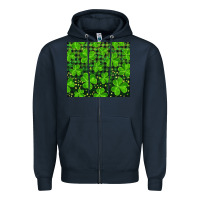 Navy shamrock and plaid Zipper Hoodie - RanaPortraitStore