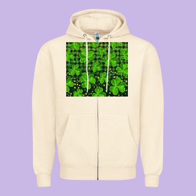 Shamrock And Plaid Zipper Hoodie Designed By Ranaportraitstore