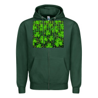 Sports Green shamrock and plaid Zipper Hoodie - RanaPortraitStore