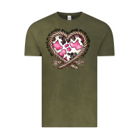 Vintage Olive western cowhide heart Vintage Tee - CowhideDigitalArt