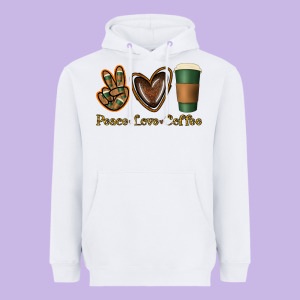Peace Love Coffee Heavyweight Hoodie Designed By Jasminsmagicworld