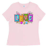 Bubblegum Pink Love Easter Ladies Tee - CowhideDigitalArt