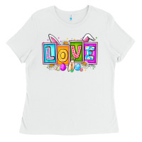 White Love Easter Ladies Tee - CowhideDigitalArt