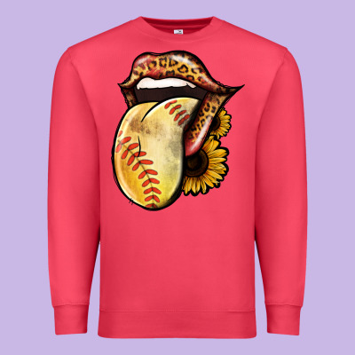 Softball Tongue Premium Sweatshirt Designed By Jasminsmagicworld