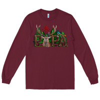 Burgundy Western Papa Deer Hunting Long Sleeve Tee - LillyAllenDesigns