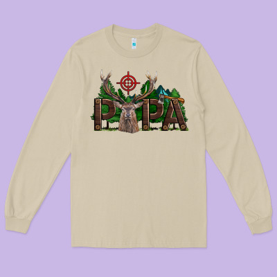 Western Papa Deer Hunting Long Sleeve Tee Designed By Lillyallendesigns