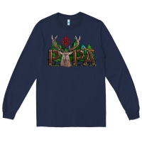 Navy Western Papa Deer Hunting Long Sleeve Tee - LillyAllenDesigns