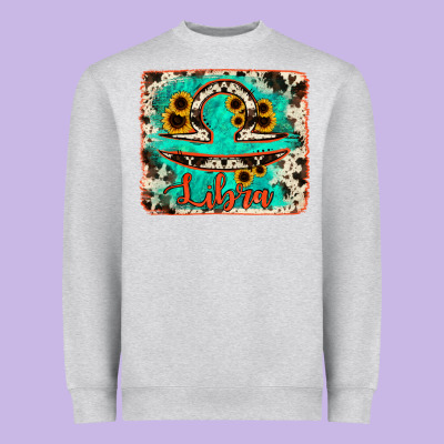 Libra Turquoise Cowhide Heavyweight Sweatshirt Designed By Ranaportraitstore