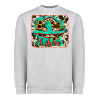Heather Grey libra turquoise cowhide Heavyweight Sweatshirt - RanaPortraitStore