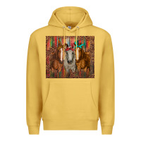 Antique Gold western horses with bandanas Premium Hoodie - RanaPortraitStore