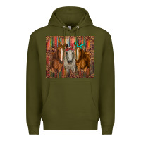 Army Green western horses with bandanas Premium Hoodie - RanaPortraitStore