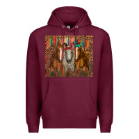 Burgundy western horses with bandanas Premium Hoodie - RanaPortraitStore