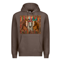 Coffee western horses with bandanas Premium Hoodie - RanaPortraitStore