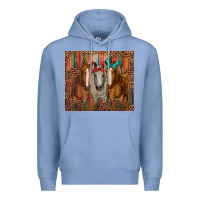 Colony Blue western horses with bandanas Premium Hoodie - RanaPortraitStore