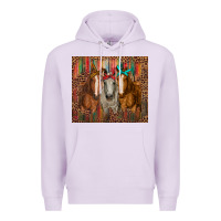 Lilac western horses with bandanas Premium Hoodie - RanaPortraitStore