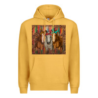 Mustard western horses with bandanas Premium Hoodie - RanaPortraitStore