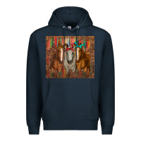 Navy western horses with bandanas Premium Hoodie - RanaPortraitStore