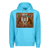 Ocean Blue western horses with bandanas Premium Hoodie - RanaPortraitStore