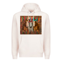 Pale Pink western horses with bandanas Premium Hoodie - RanaPortraitStore