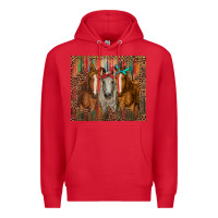 Red western horses with bandanas Premium Hoodie - RanaPortraitStore