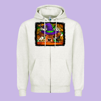 Halloween Heifer Zipper Hoodie Designed By Jasminsmagicworld