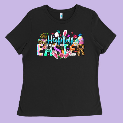 Happy Easter Bunny Ladies Tee Designed By Cowhidedigitalart