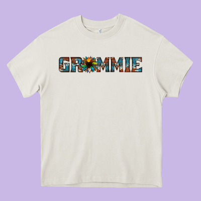 Grammie Cowhide Sunflower 1 Heavy Core Tee Designed By Jasminsmagicworld