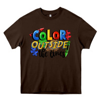 Chocolate Brown Color outside the lines Heavy Core Tee - FaDigitalArtStudio