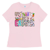 Bubblegum Pink My 1st Easter Ladies Tee - CowhideDigitalArt