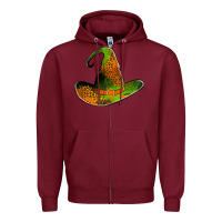Burgundy leopard witch hat Zipper Hoodie - Jasminsmagicworld