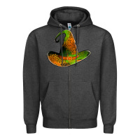 Charcoal Heather leopard witch hat Zipper Hoodie - Jasminsmagicworld