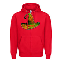 Red leopard witch hat Zipper Hoodie - Jasminsmagicworld