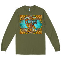 Army Green Western Faith Cross Butterfly Long Sleeve Tee - LillyAllenDesigns
