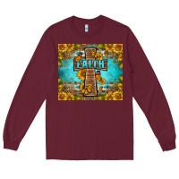 Burgundy Western Faith Cross Butterfly Long Sleeve Tee - LillyAllenDesigns