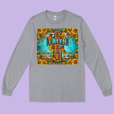 Western Faith Cross Butterfly Long Sleeve Tee Designed By Lillyallendesigns