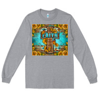 Heather Grey Western Faith Cross Butterfly Long Sleeve Tee - LillyAllenDesigns