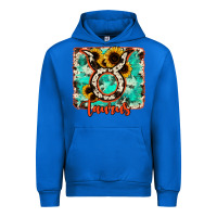Cobalt taurus turquoise cowhide Urban Hoodie - RanaPortraitStore