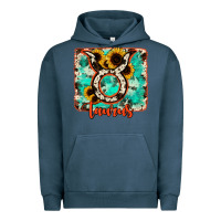 Pigment Midnight Navy taurus turquoise cowhide Urban Hoodie - RanaPortraitStore