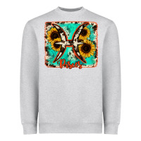 Heather Grey pisces turquoise cowhide Heavyweight Sweatshirt - RanaPortraitStore