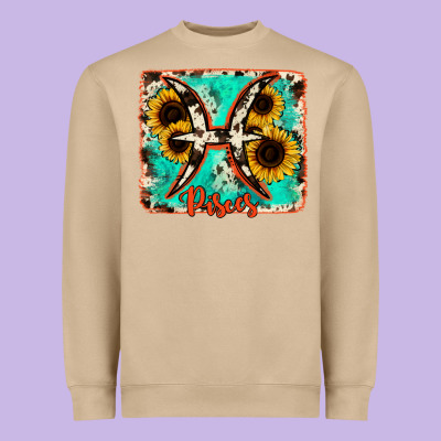 Pisces Turquoise Cowhide Heavyweight Sweatshirt Designed By Ranaportraitstore