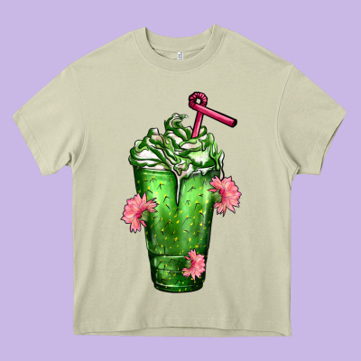 Western Cactus Cold Frappe Heavy Core Tee Designed By Fadigitalartstudio