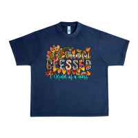 Navy Thankful Blessed Kind Of Mess Urban Heavy Tee - CowhideDigitalArt