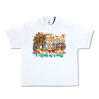 White Thankful Blessed Kind Of Mess Urban Heavy Tee - CowhideDigitalArt