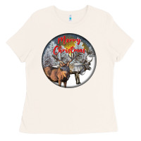 Bone mule buck deer christmas Ladies Tee - LillyAllenDesigns